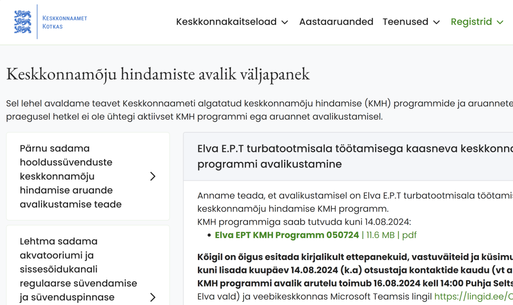 Elva E.P.T turbatootmisala