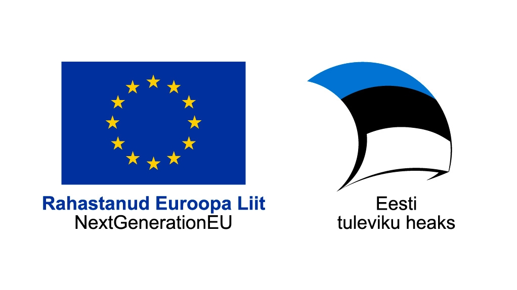 Pildil on Euroopa Liidu lipp, Rahastanud NextGenerationEU ning Eesti lipp